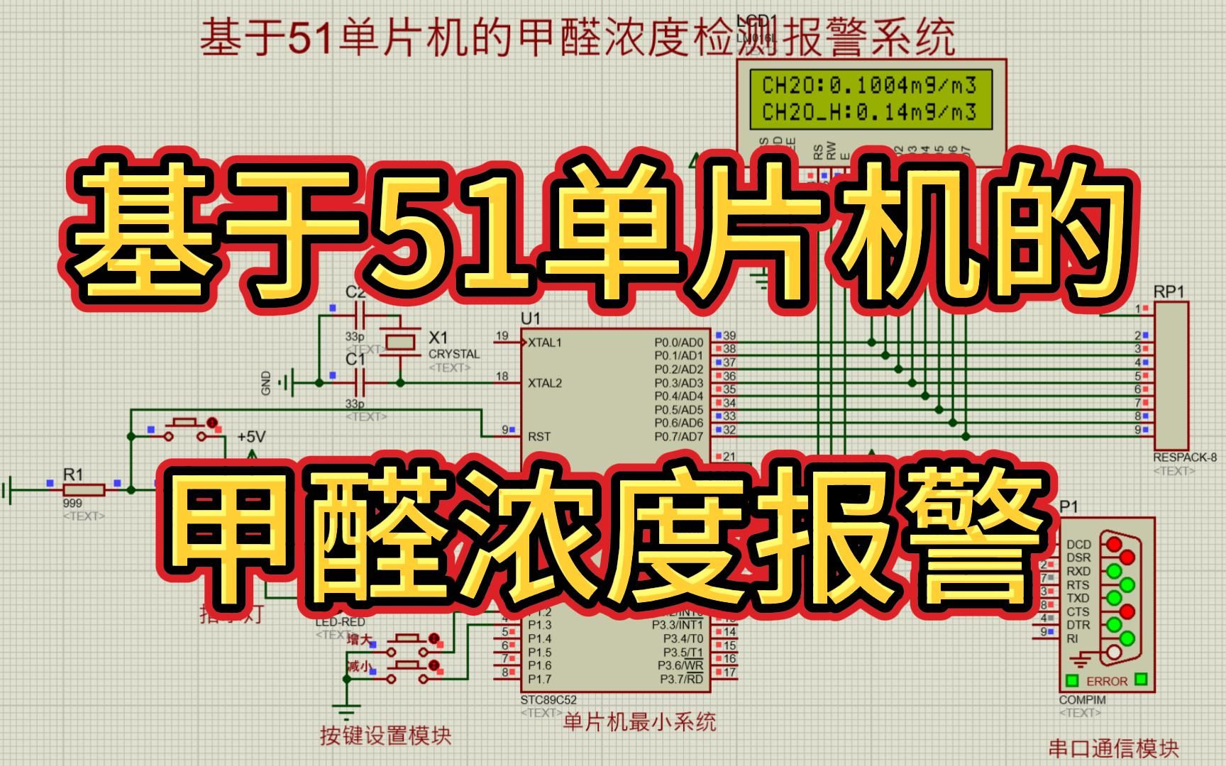 基于51单片机甲醛浓度检测设计—串口通信 (仿真+程序+原理图+PCB+设计报告)哔哩哔哩bilibili