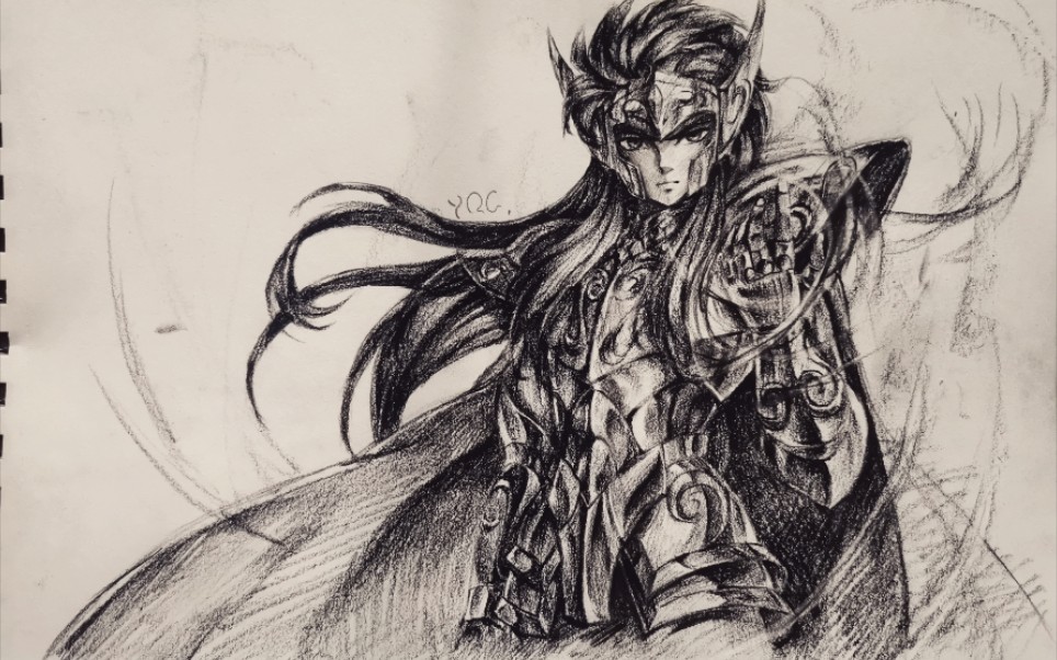 水瓶座卡妙素描作画过程