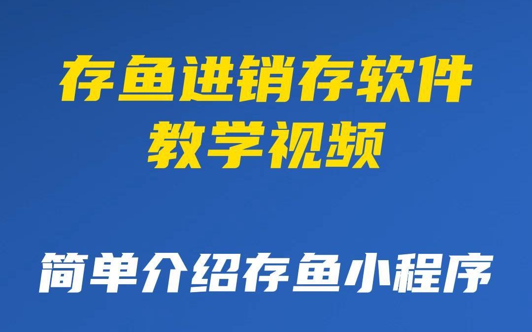 【存鱼进销存教学视频】存鱼小程序的简单介绍、快速了解存鱼小程序哔哩哔哩bilibili