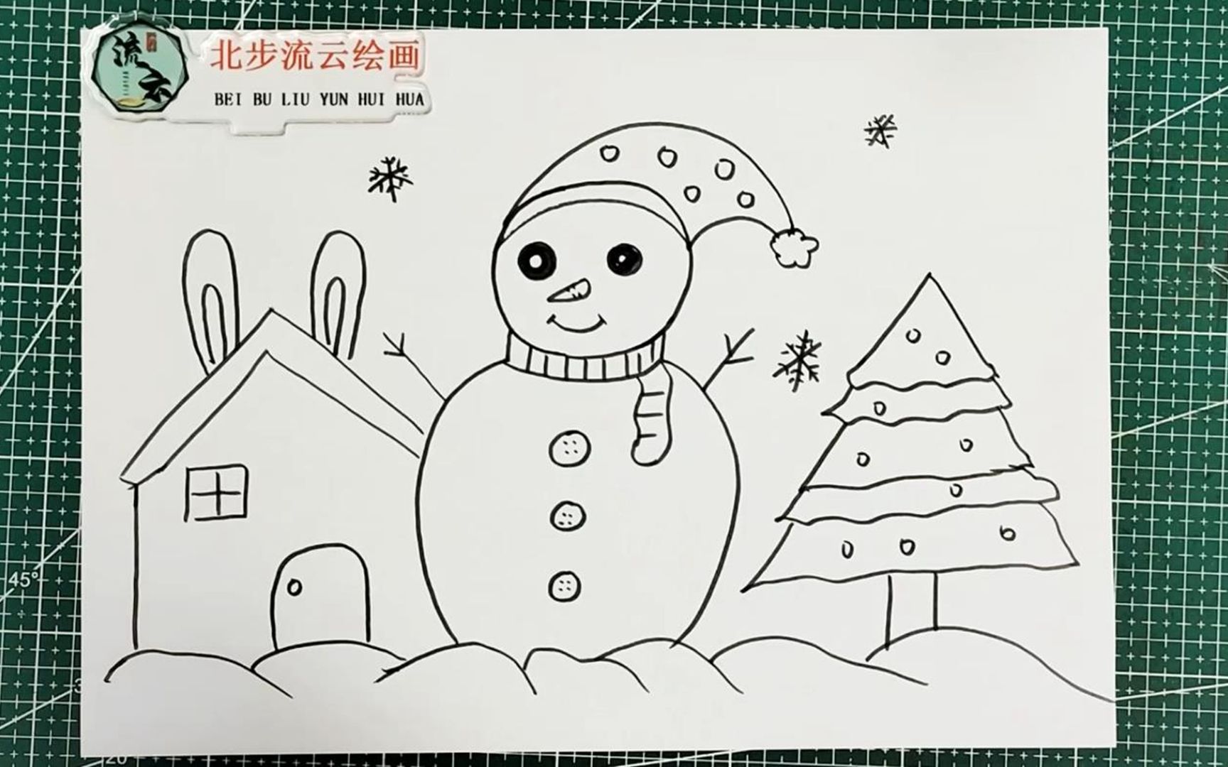 冬天雪人简笔画,适合孩子画的儿童简笔画哔哩哔哩bilibili