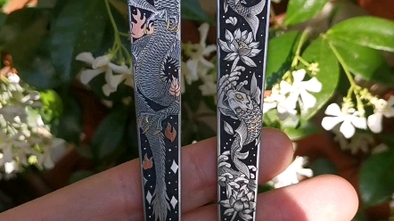 钛合金扇子雕刻林赛雕金私人定制手工雕刻