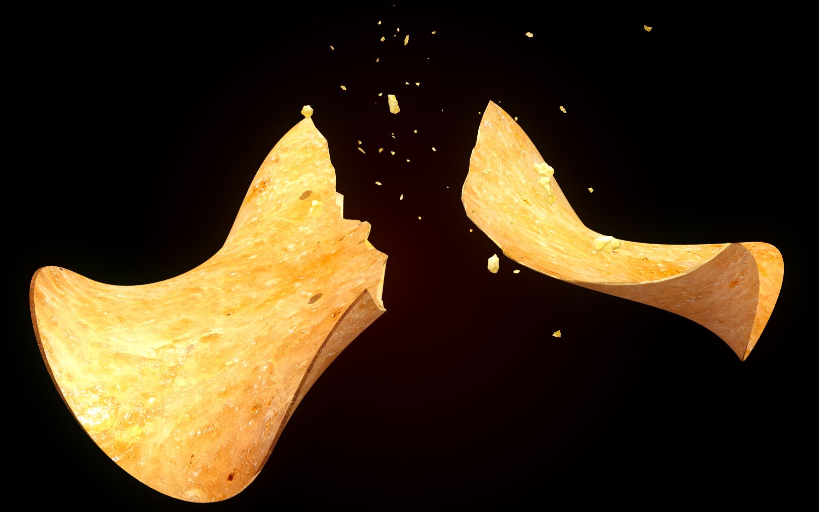 薯片破碎特写镜头c4d特效