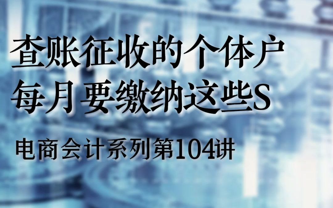 查账征收的个体户每月要缴纳这些S哔哩哔哩bilibili