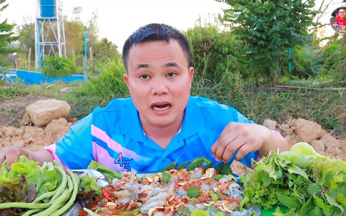 【泰国嗯哼哥】泰式鱼露生腌虾,爽脆鸟屎苦瓜,配新鲜绿化带