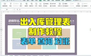 Download Video: 【模板053】进销存出入库管理系统|VBA+公式的完美结合|单品查询|对账查询|表单录入打印|实时库存|库存预警|库存盘点|制作教程