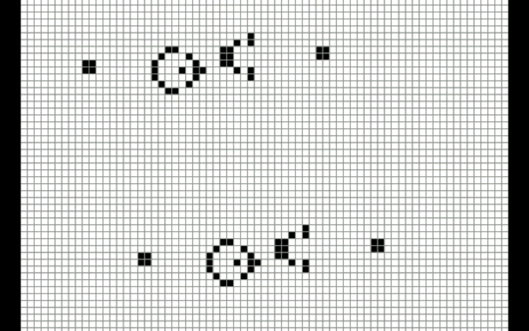 康威生命遊戲用一臺滑翔機槍影響另一臺滑翔機槍會發生怎樣的演化