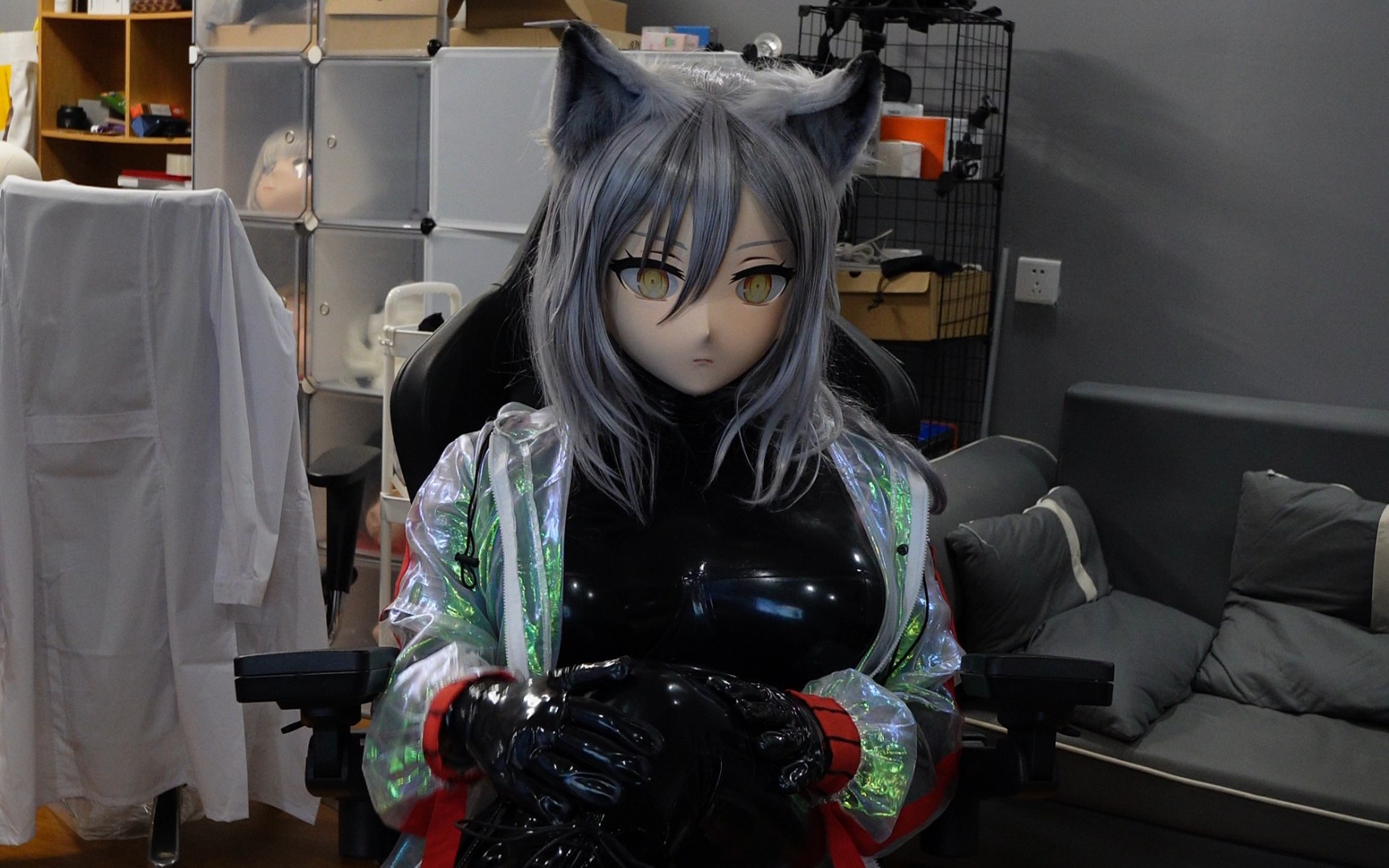 【kigurumi】胶衣黑猫猫-dr-岛风sks-cos6-哔哩哔哩视频