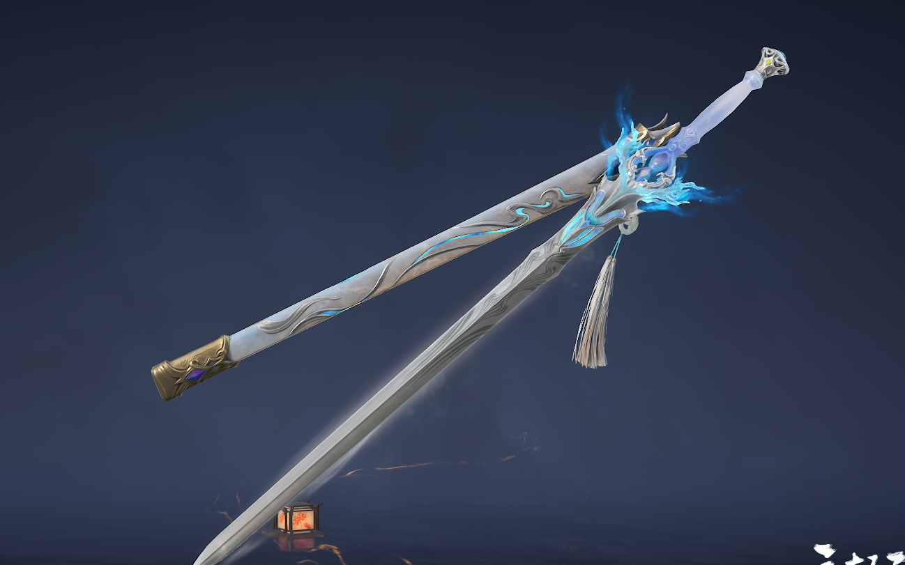 永劫无间武器"玉霜龙长剑"模型制作,从模型