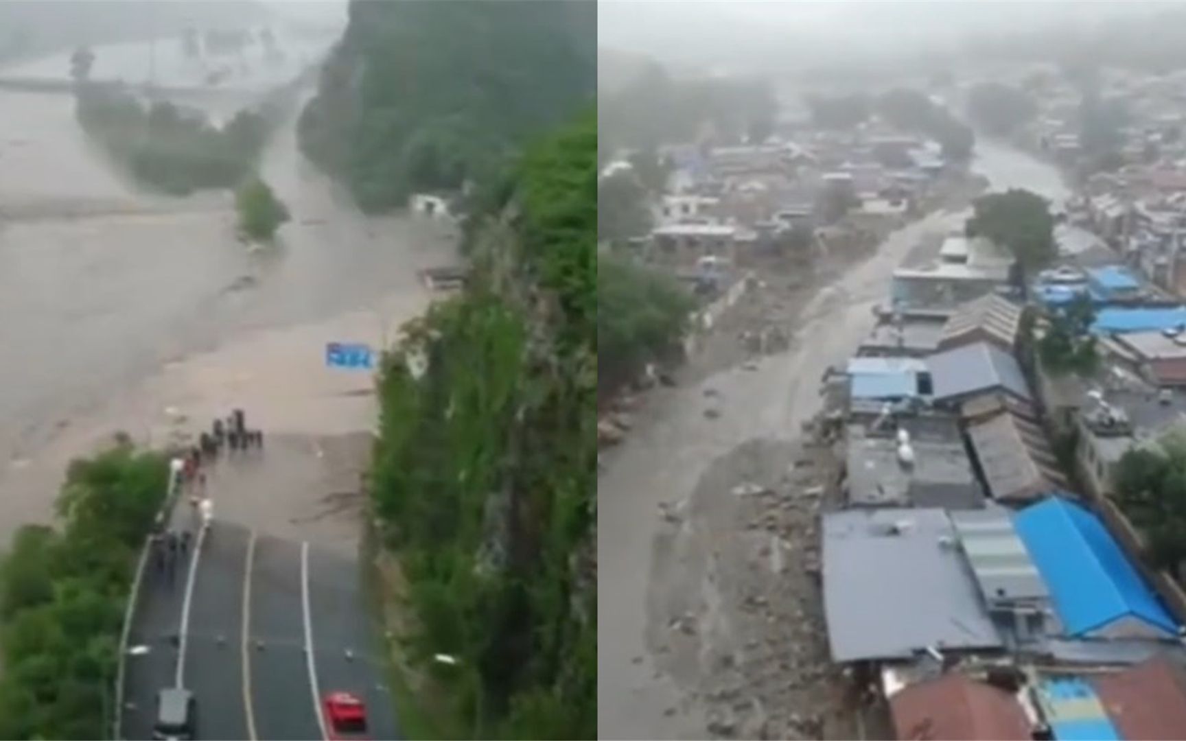 航拍门头沟受灾地区现状:主要公路多处水淹垮塌、水电网尚未恢复哔哩哔哩bilibili