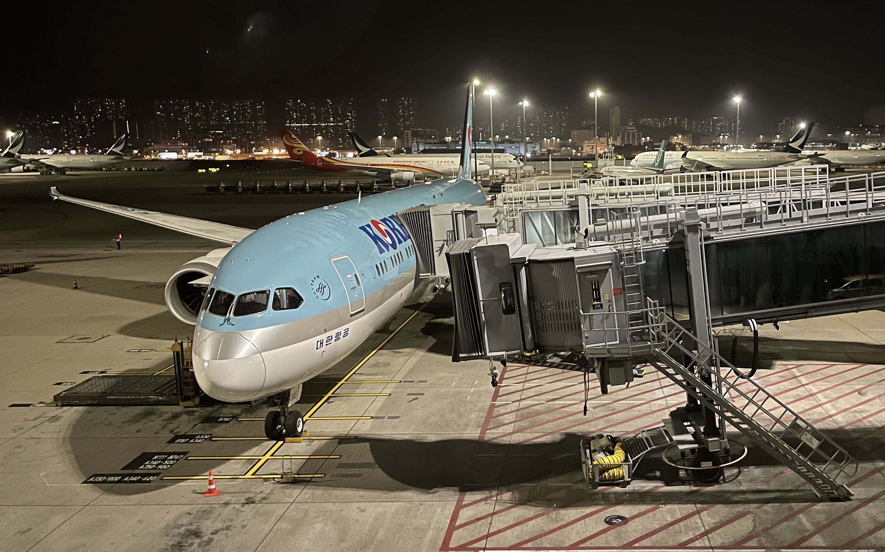 【飞行记录】ke608 (hl8345) 大韩航空b787-9香港赤鱲角机场起飞_哔哩