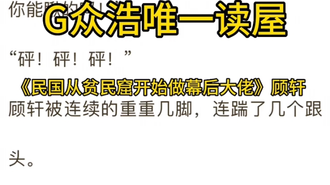 《民国从贫民窟开始做幕后大佬》顾轩哔哩哔哩bilibili