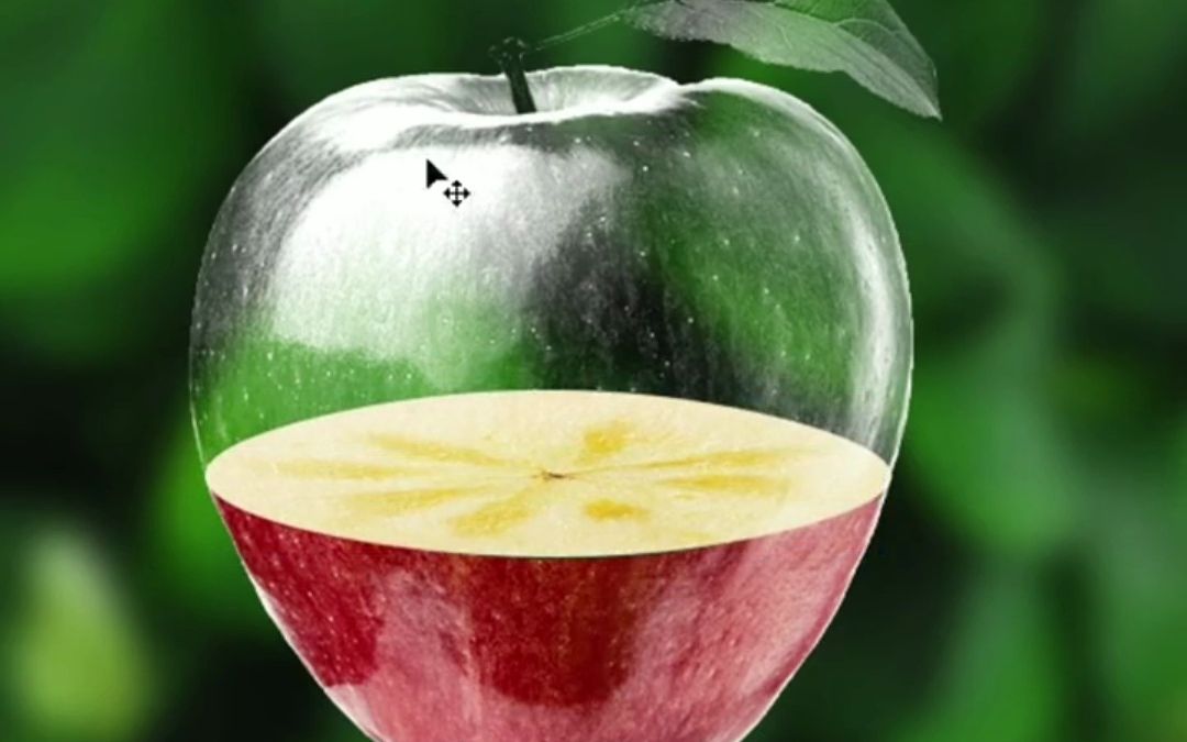 ps透明苹果效果,同事做这种透明苹果居然直接减低不透明度,其实在ps里