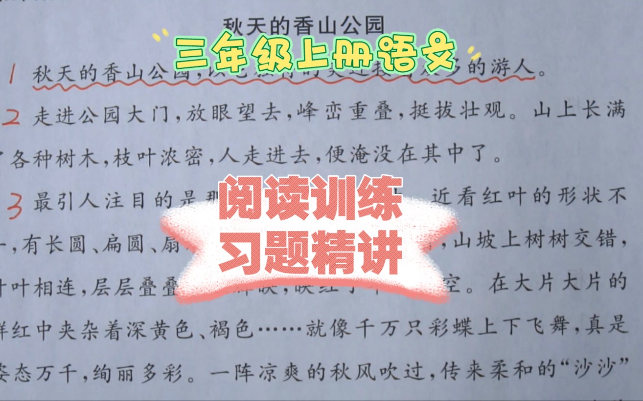 [图]三上语文阅读训练——《秋天的香山公园》真正考验孩子的阅读能力。