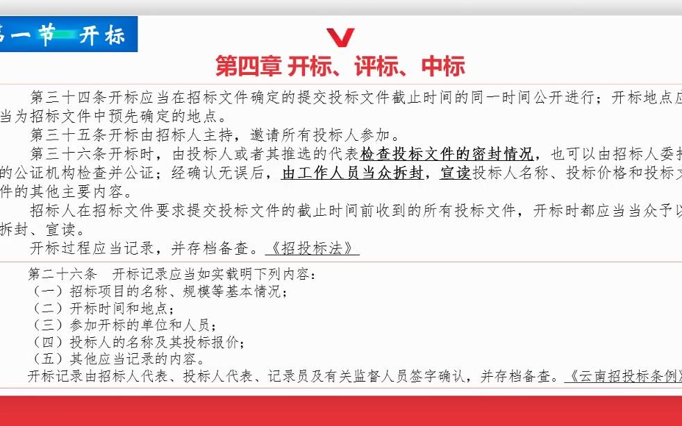 招投标PPT讲解 第四章开标、评标、中标哔哩哔哩bilibili