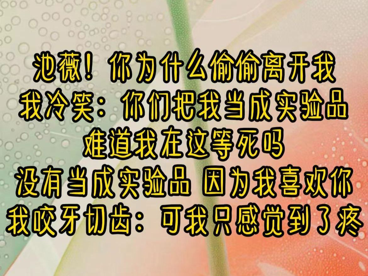 《半雨吟唱》阿肯尼眉间染上怒气:池薇!你为什么偷偷离开我?我冷笑:你们把我当成实验品,我在这里等死吗?没有当成实验品.是因为我喜欢你.我咬...