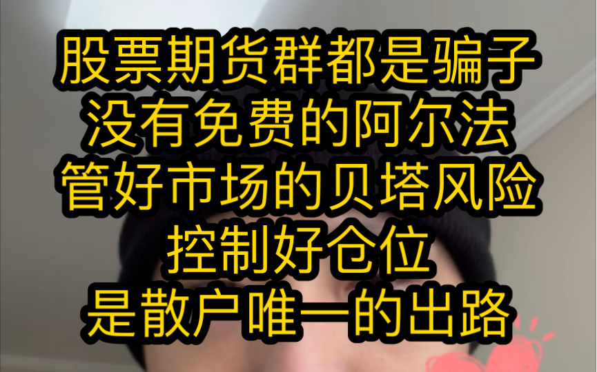 阿尔法不存在,股市期货群骗局,散户唯一出路是贝塔风控哔哩哔哩bilibili