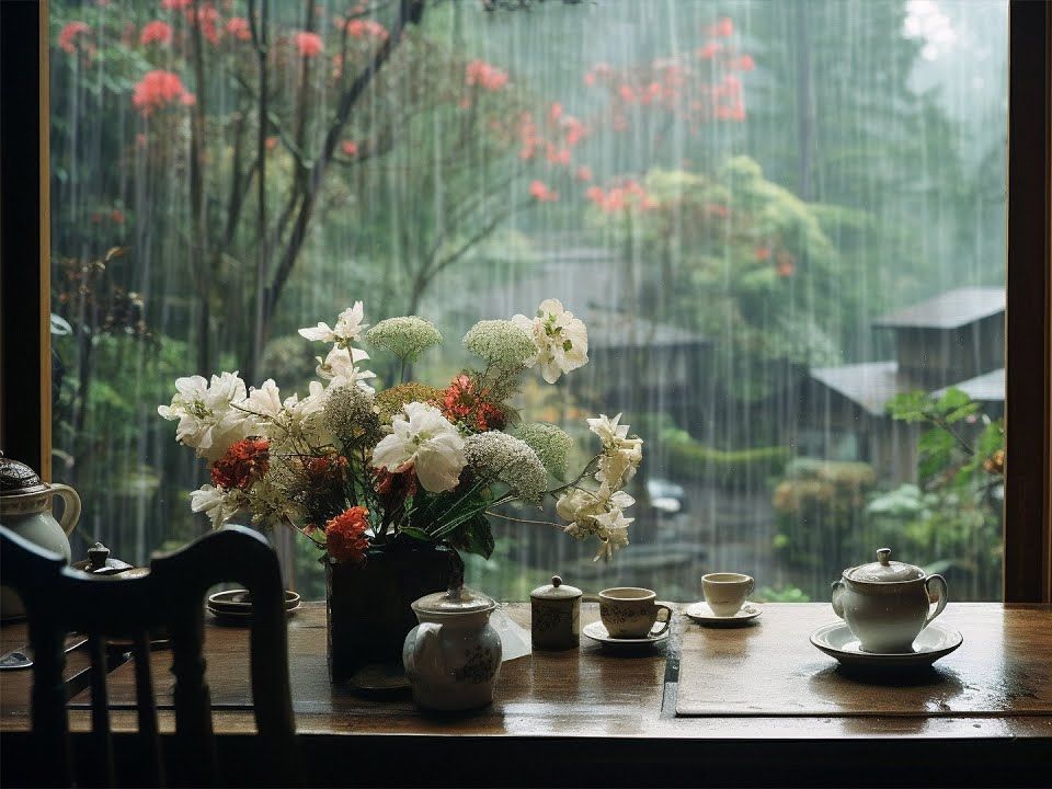 [图]雨中逢花，世间遇你。等风起，等雨停，等花事慵懒入画。