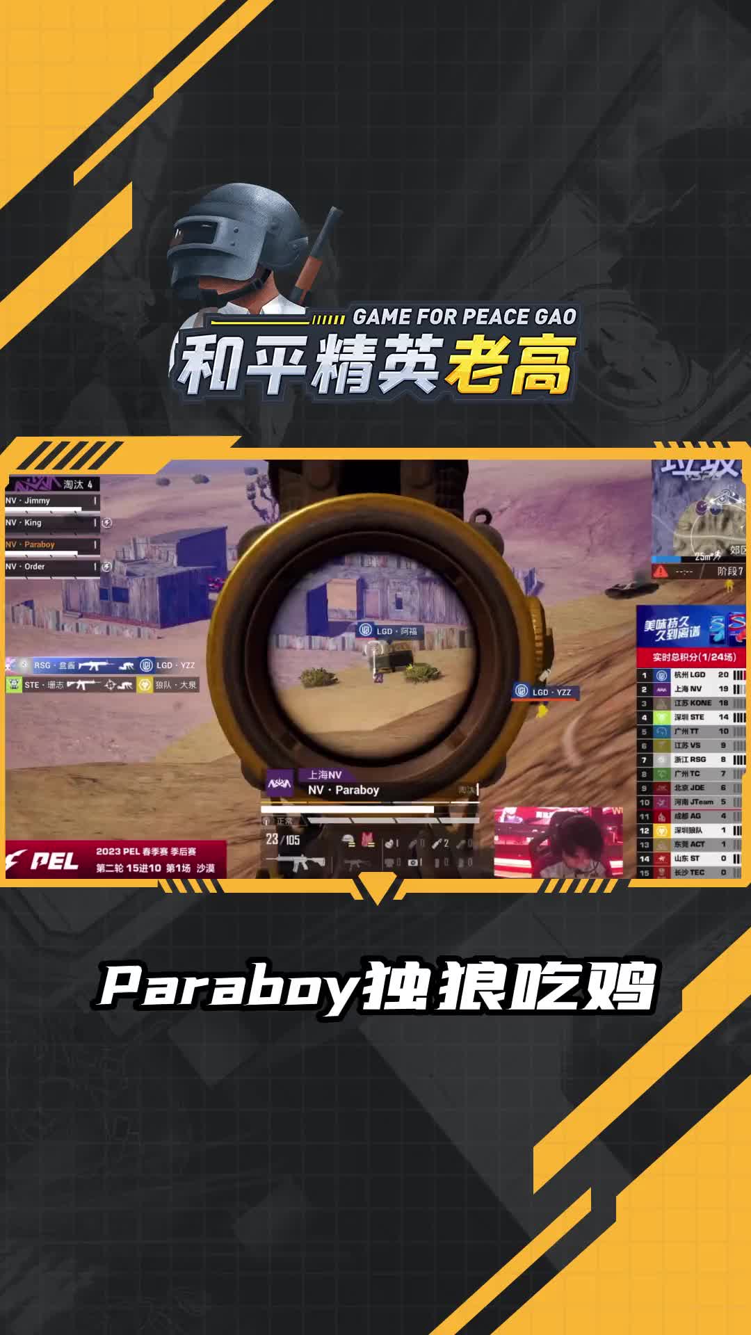 未受重赛影响 paraboy独狼吃鸡 #paraboy伞兵 #和平精英 #2023pel春季
