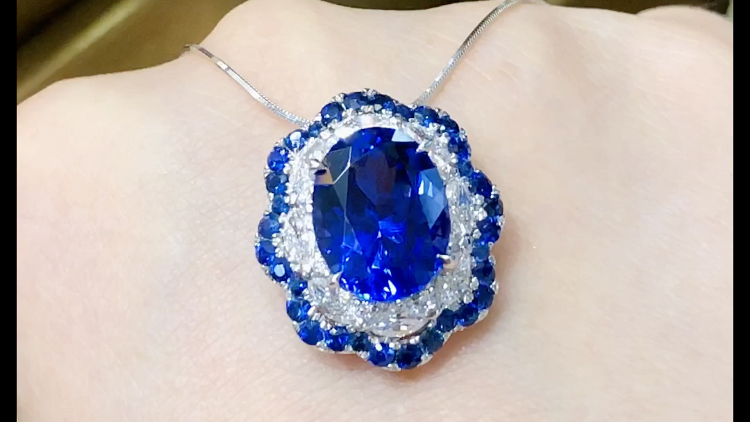 6.06克拉精品坦桑吊坠93火彩饱满