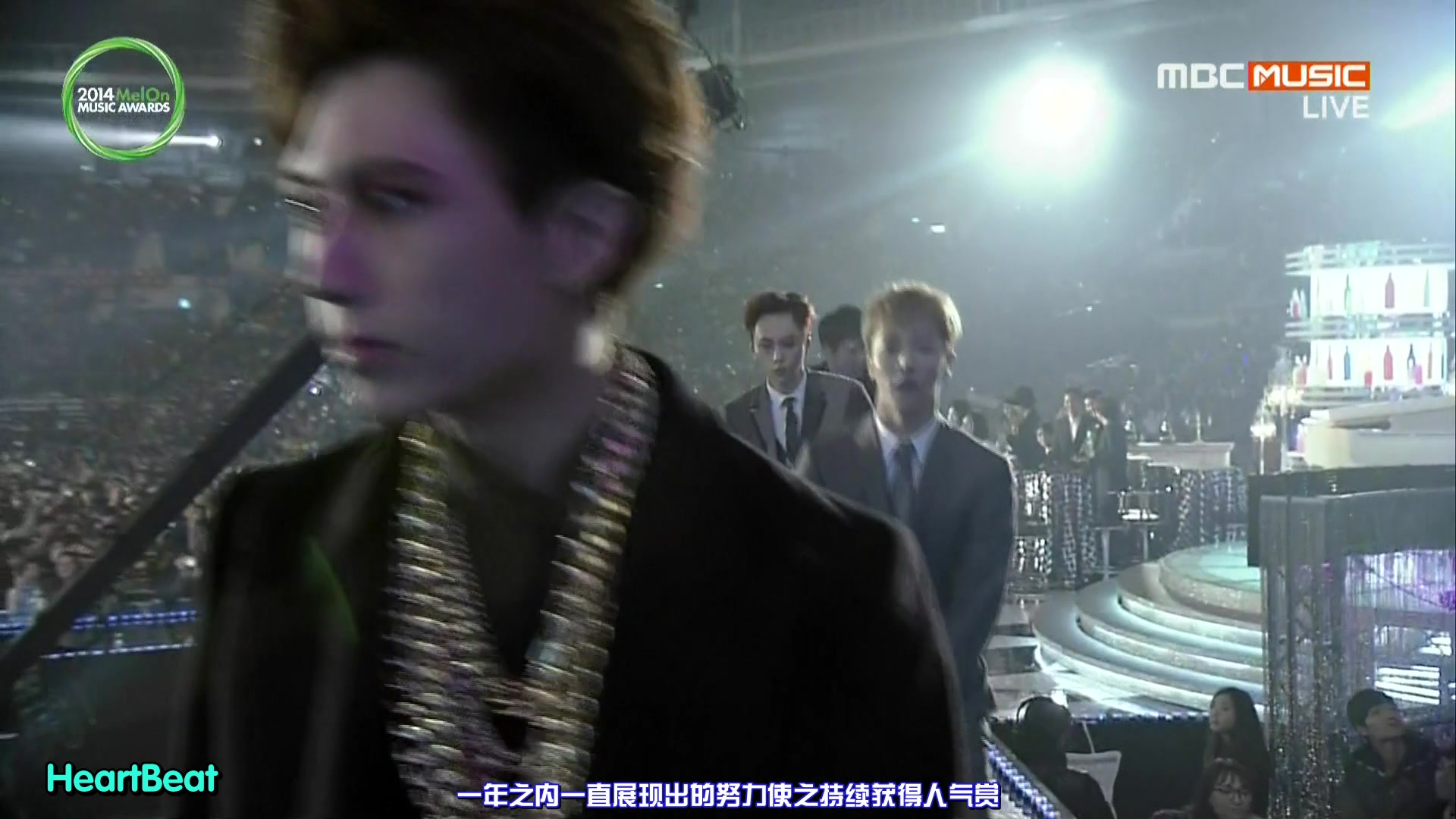 [图]【HeartBeat中字】141113 Melon music awards BEAST 网络人气赏 受赏+感言