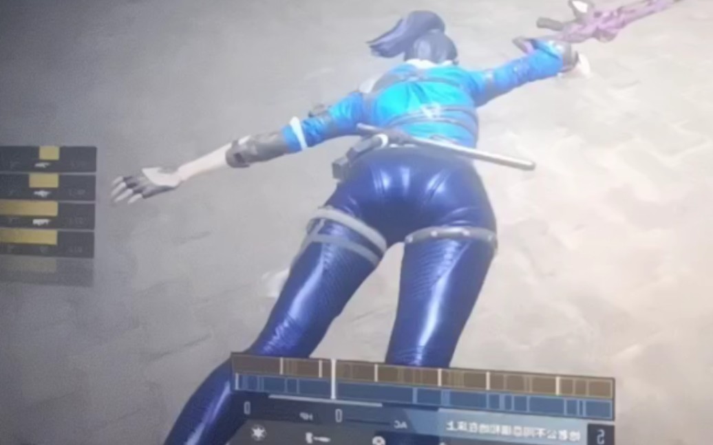 蓝色衣服蓝色皮裤黑色高跟鞋玫瑰小姐姐死亡动作集