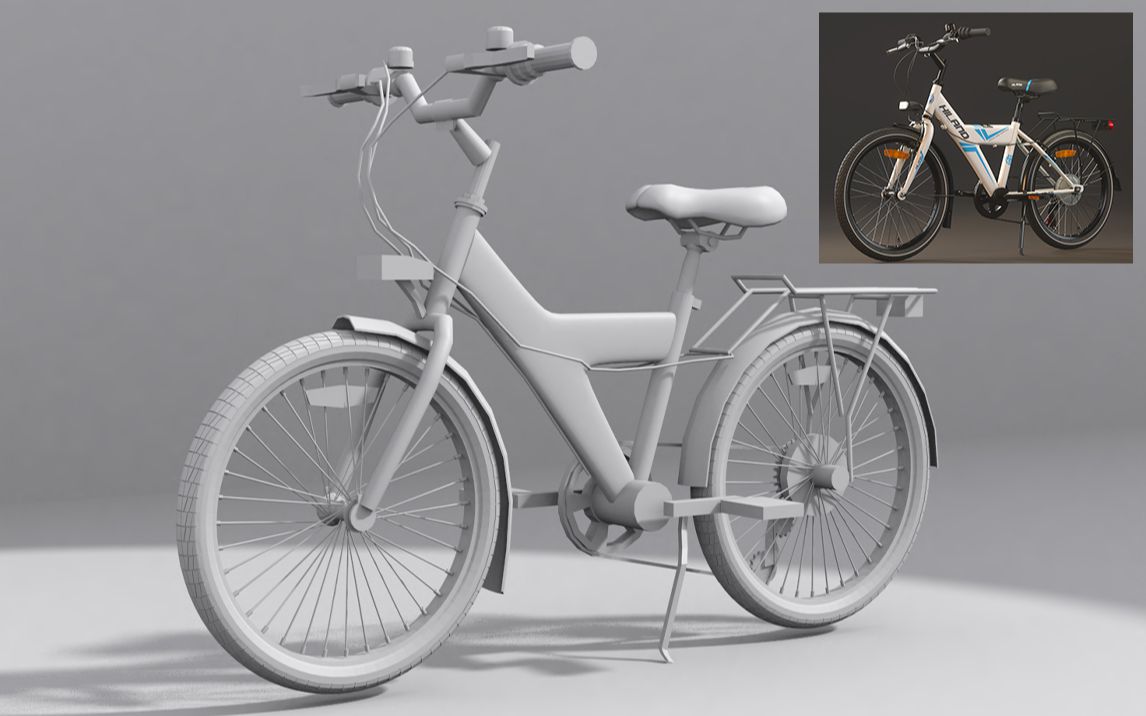 【3dmax建模】写实自行车模型制作,硬表面技巧讲解,详细结构分析与