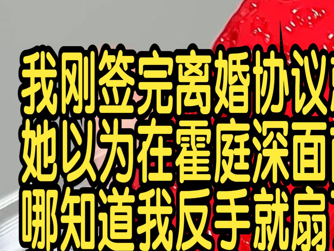 我刚签完离婚协议就被小三拦住挑衅,她以为在霍庭深面前我不敢把她怎么样,哪知道我反手就扇了她五个耳光.但我没想到的是,霍庭深竟然跑过来抽了我...