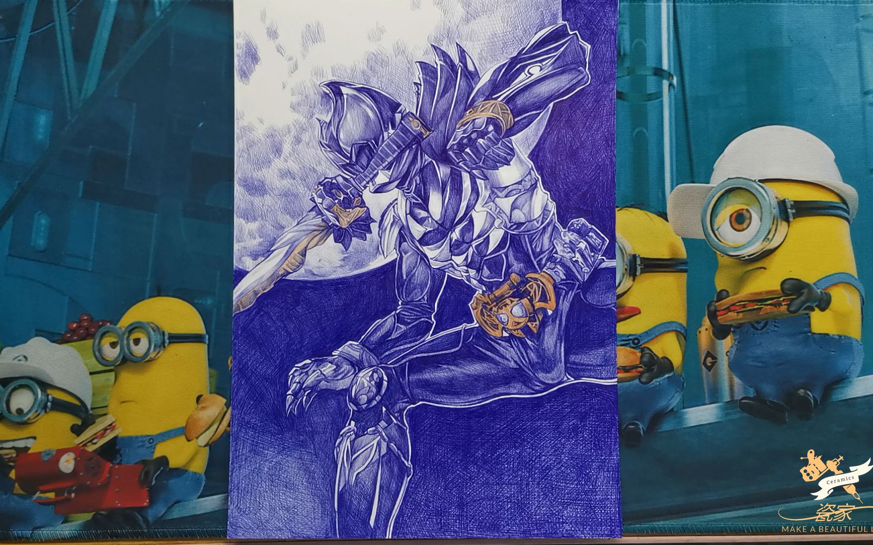 教你用圆珠笔手绘《假面骑士kiva》加鲁鲁形态