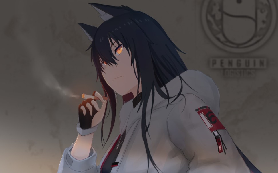 【板绘】抽烟的德克萨斯明日方舟-拉普兰德你这是在玩火