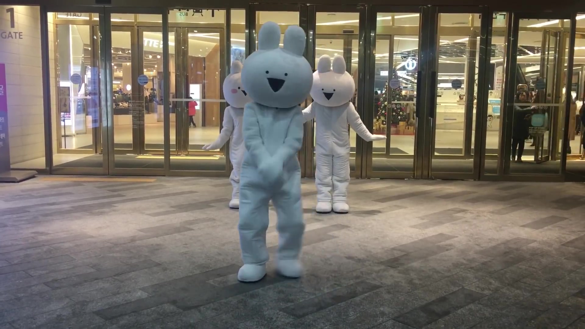 水原乐天商场兔子玩偶跳exo - ko ko bop