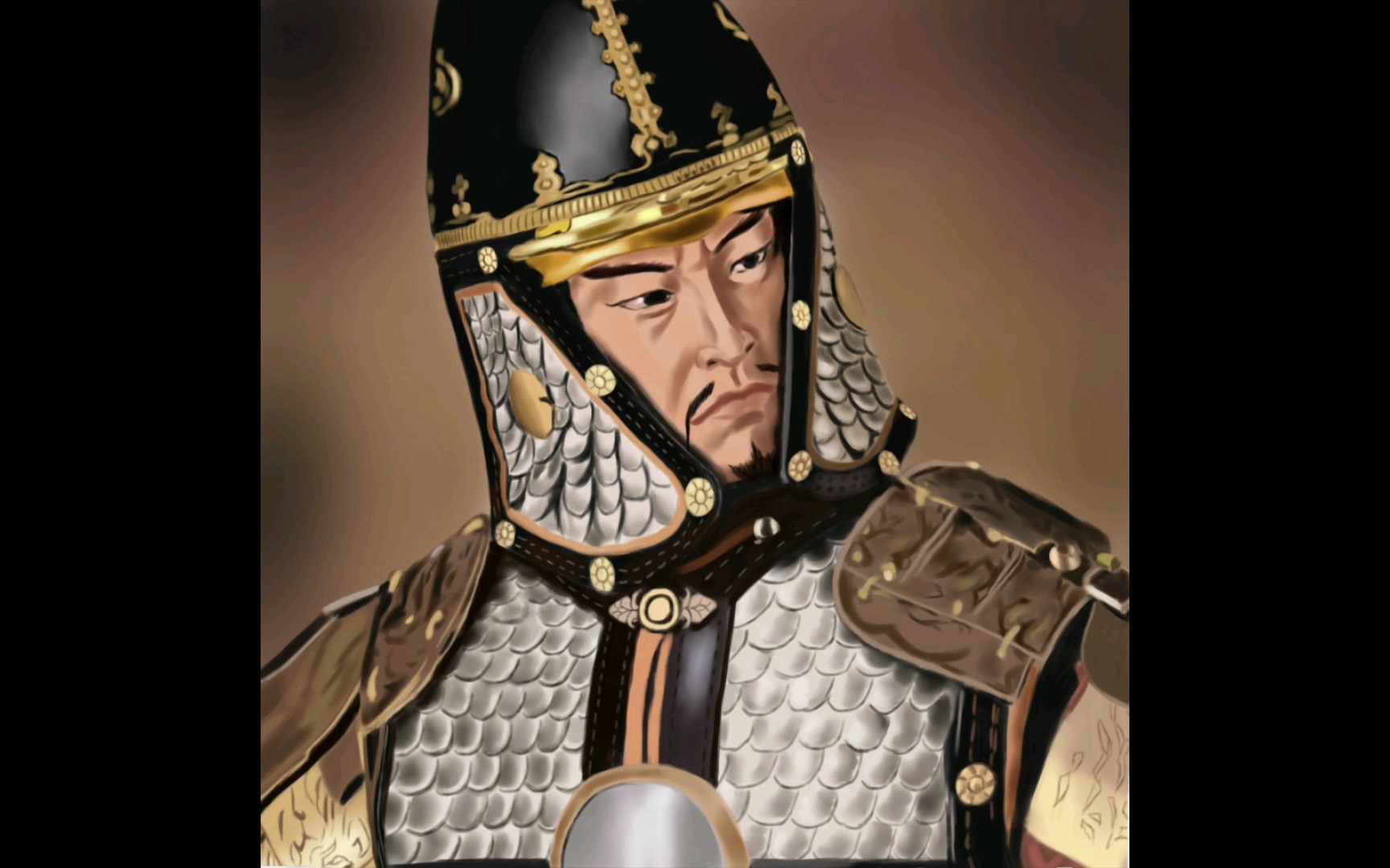 【板绘厚涂】大明 李如松 紫花罩甲 游戏头像制作_单机游戏热门视频