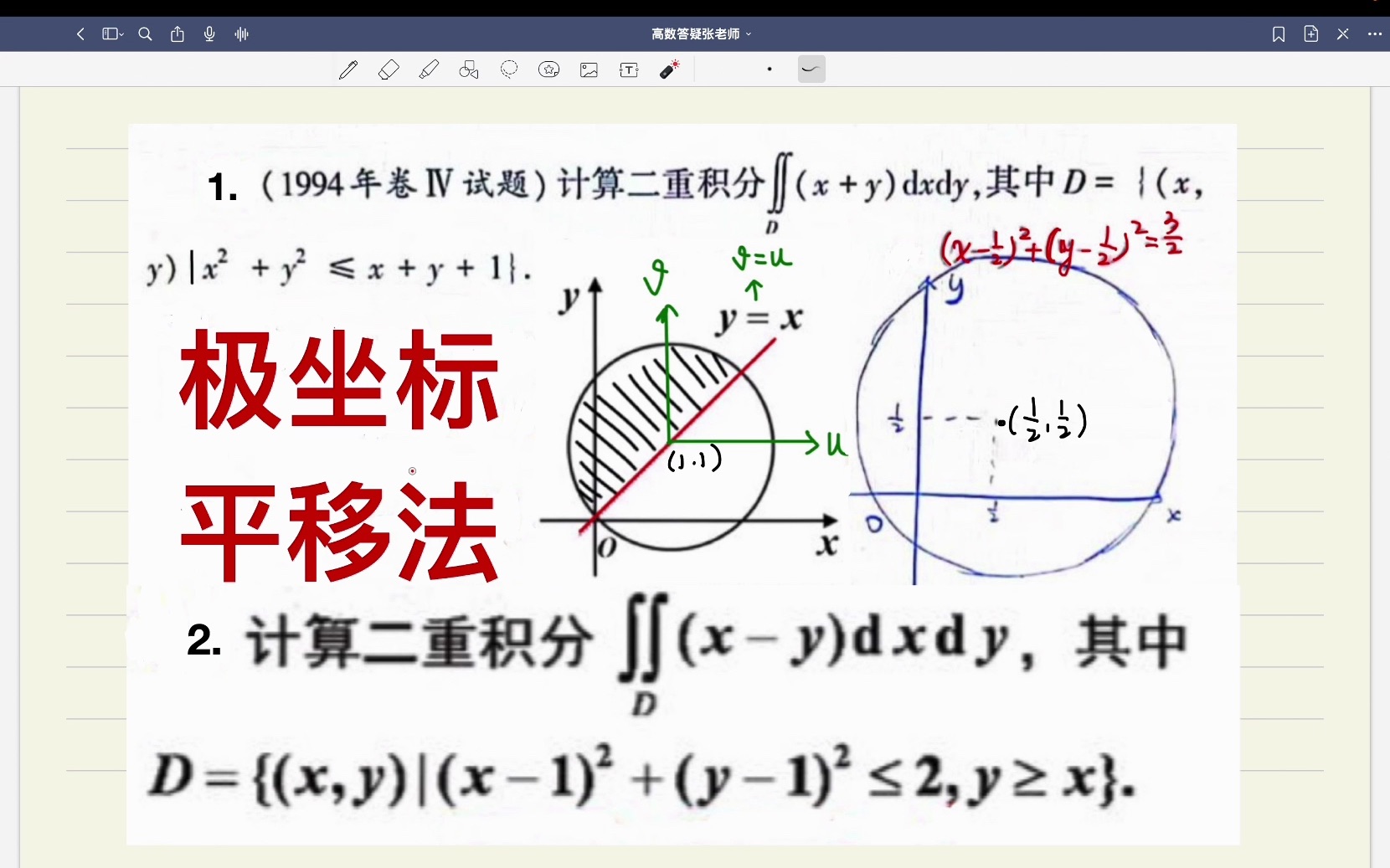 易错639极坐标平移法求积分区域圆心不在原点的二重积分哔哩哔哩bilibili