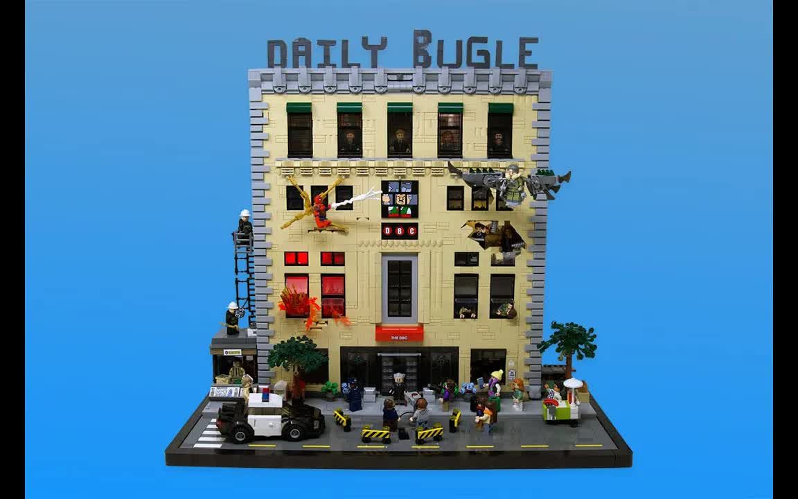 乐高蜘蛛侠大战绿魔-每日号角报大楼moc_哔哩哔哩_bilibili