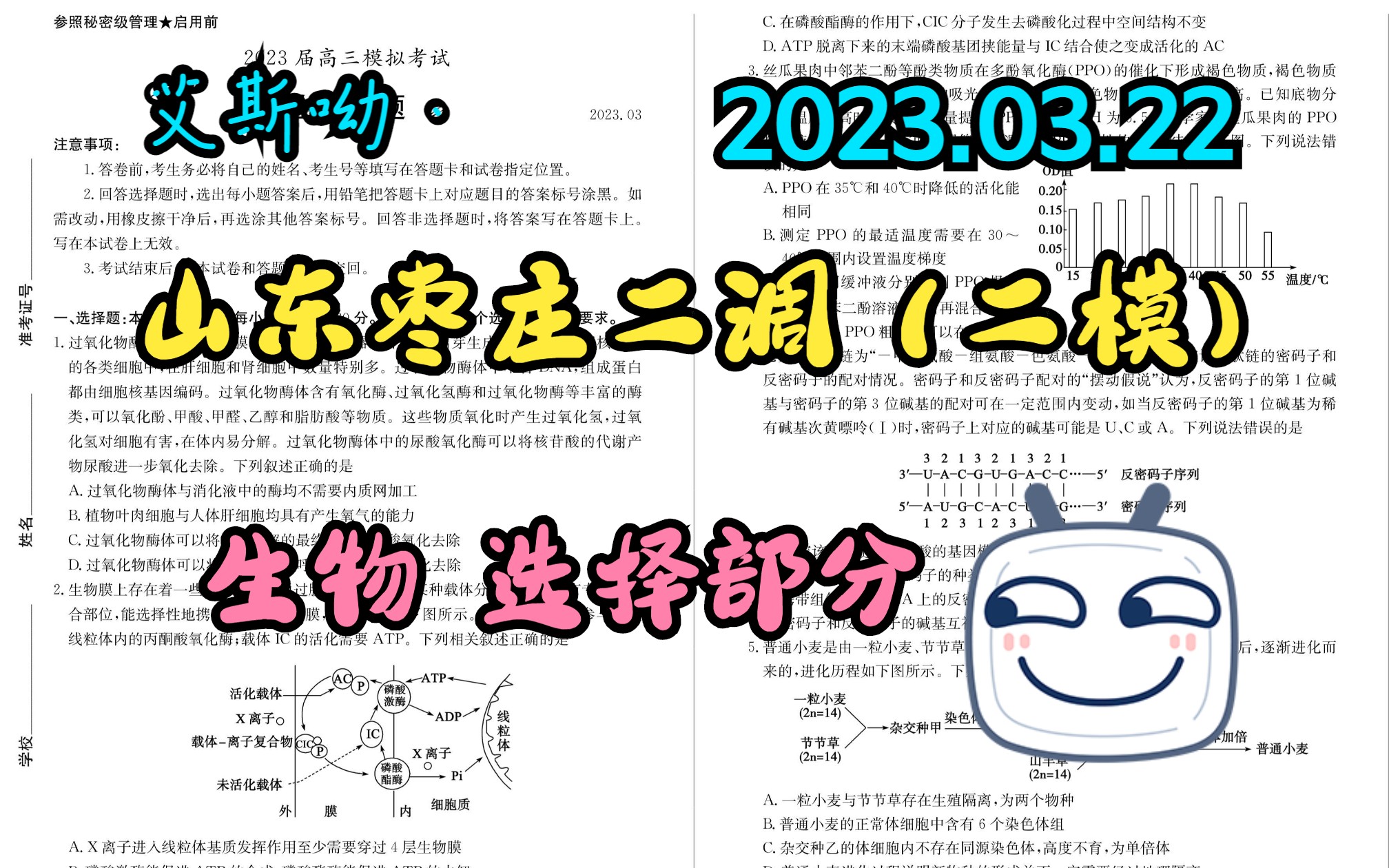 2023年3月22日 枣庄二调【枣庄二模】 高三生物(高考模拟)详细讲解【选择部分】【逐题讲解】【高考模拟】【艾斯呦丶】【免费网课】哔哩哔哩bilibili