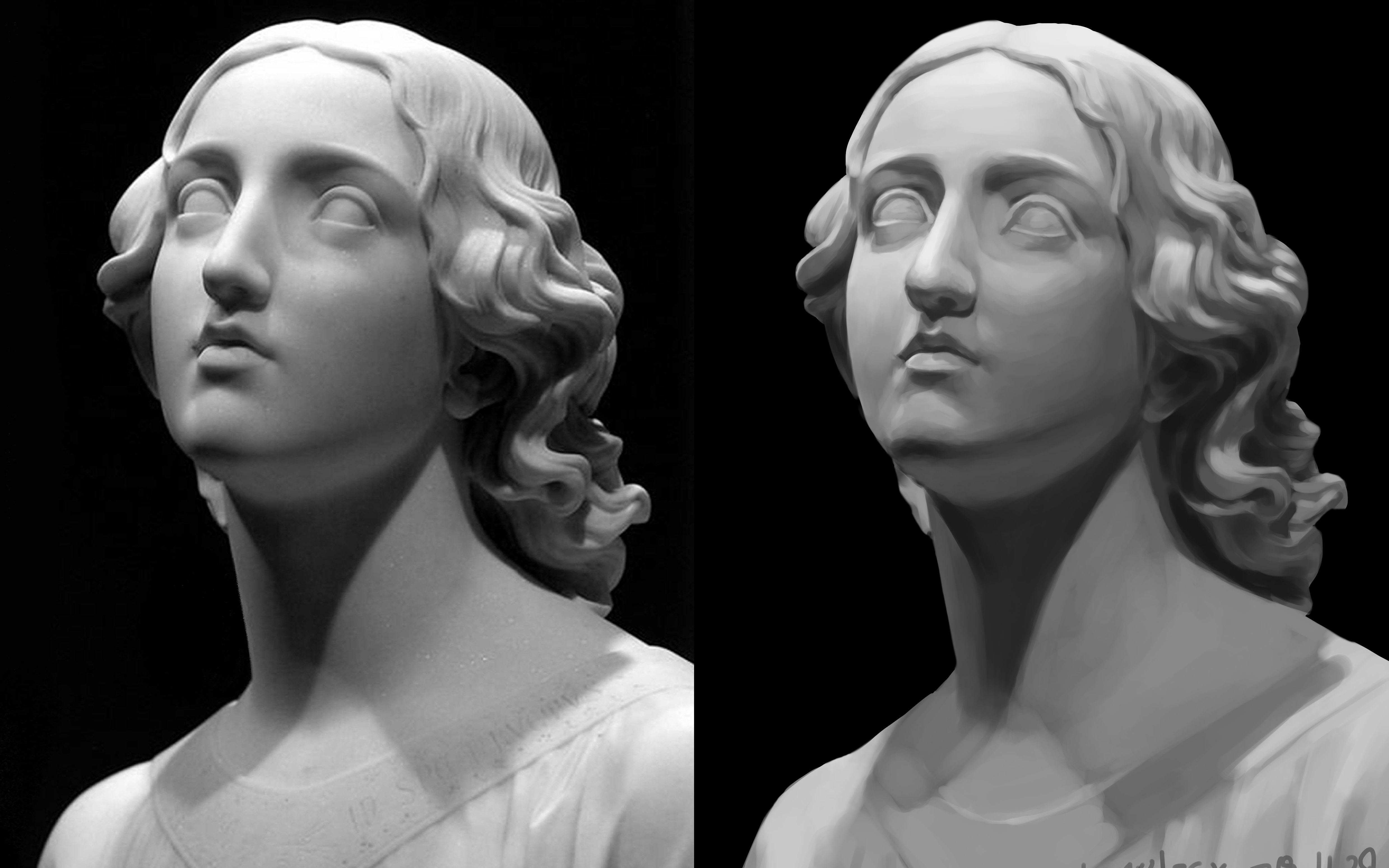 厚涂石膏头像黑白练习