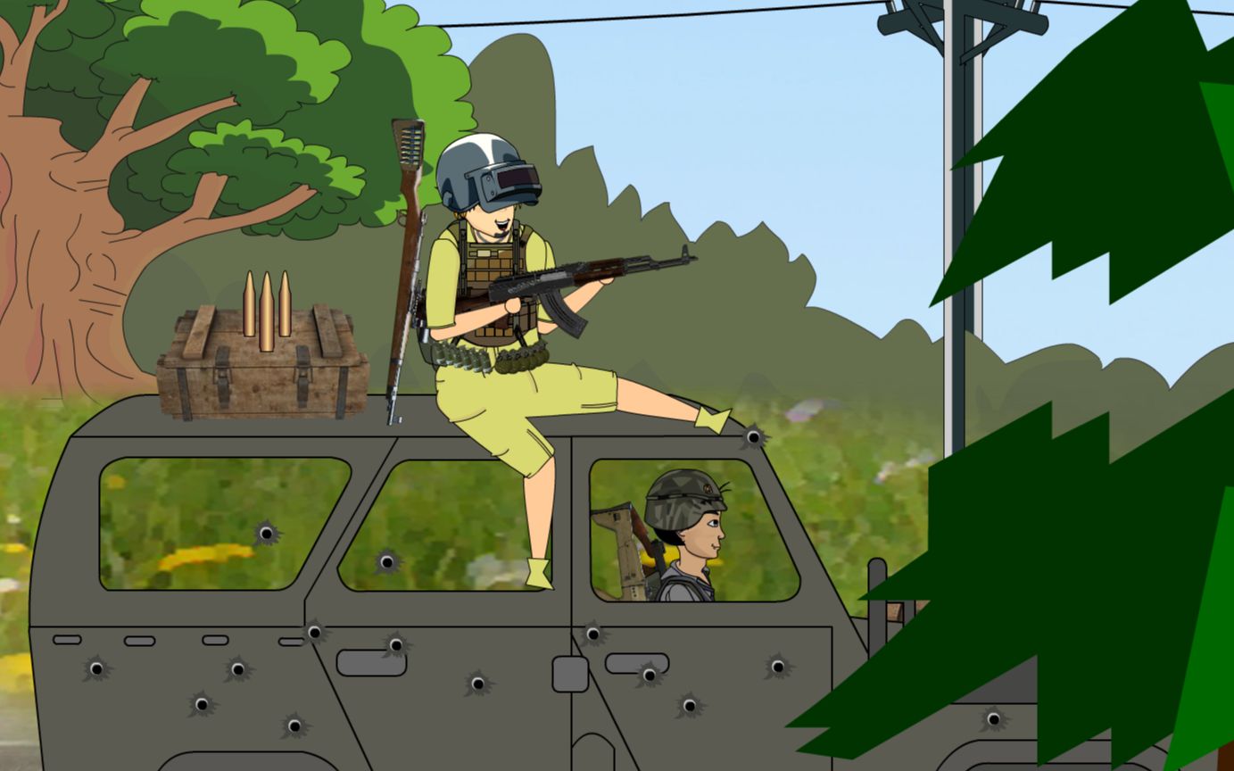 绝地求生动画:三傻首进决赛圈违规停车引发命案,二郎化身榴弹炮