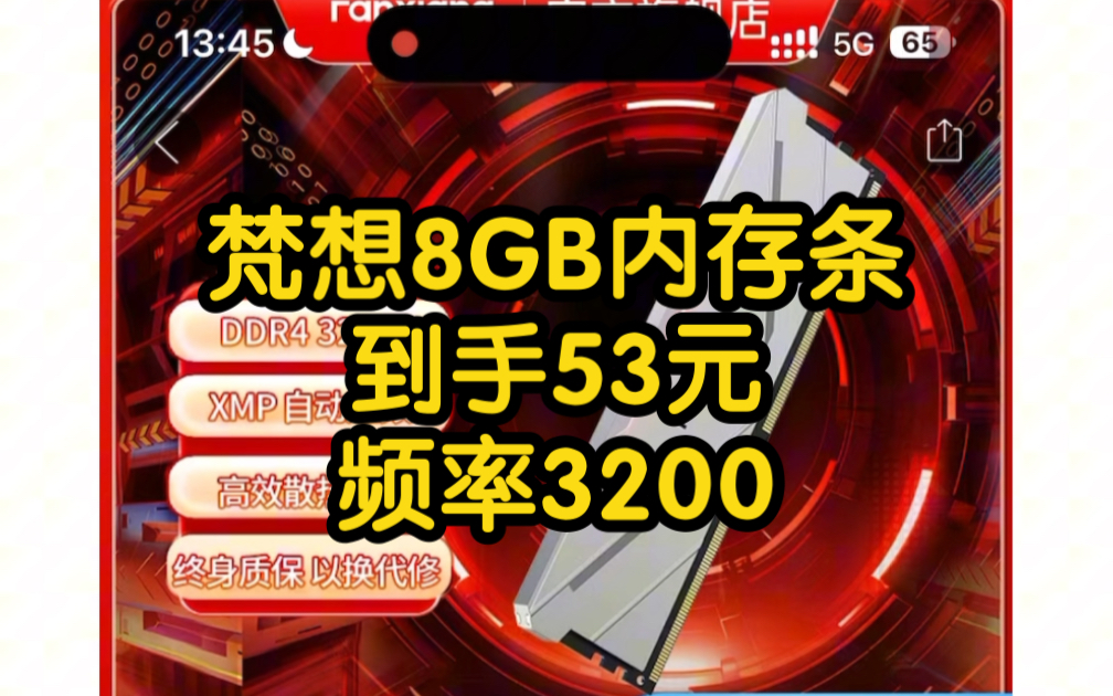 梵想8G内存条53元,1GB只需6元,刚需可冲!!!哔哩哔哩bilibili