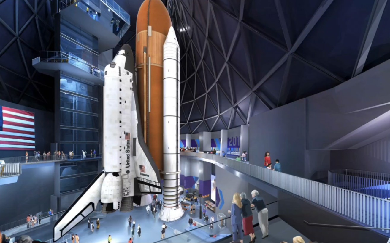 奋进号航天飞机将以发射状态安装到未来的塞缪尔·奥钦航空航天中心