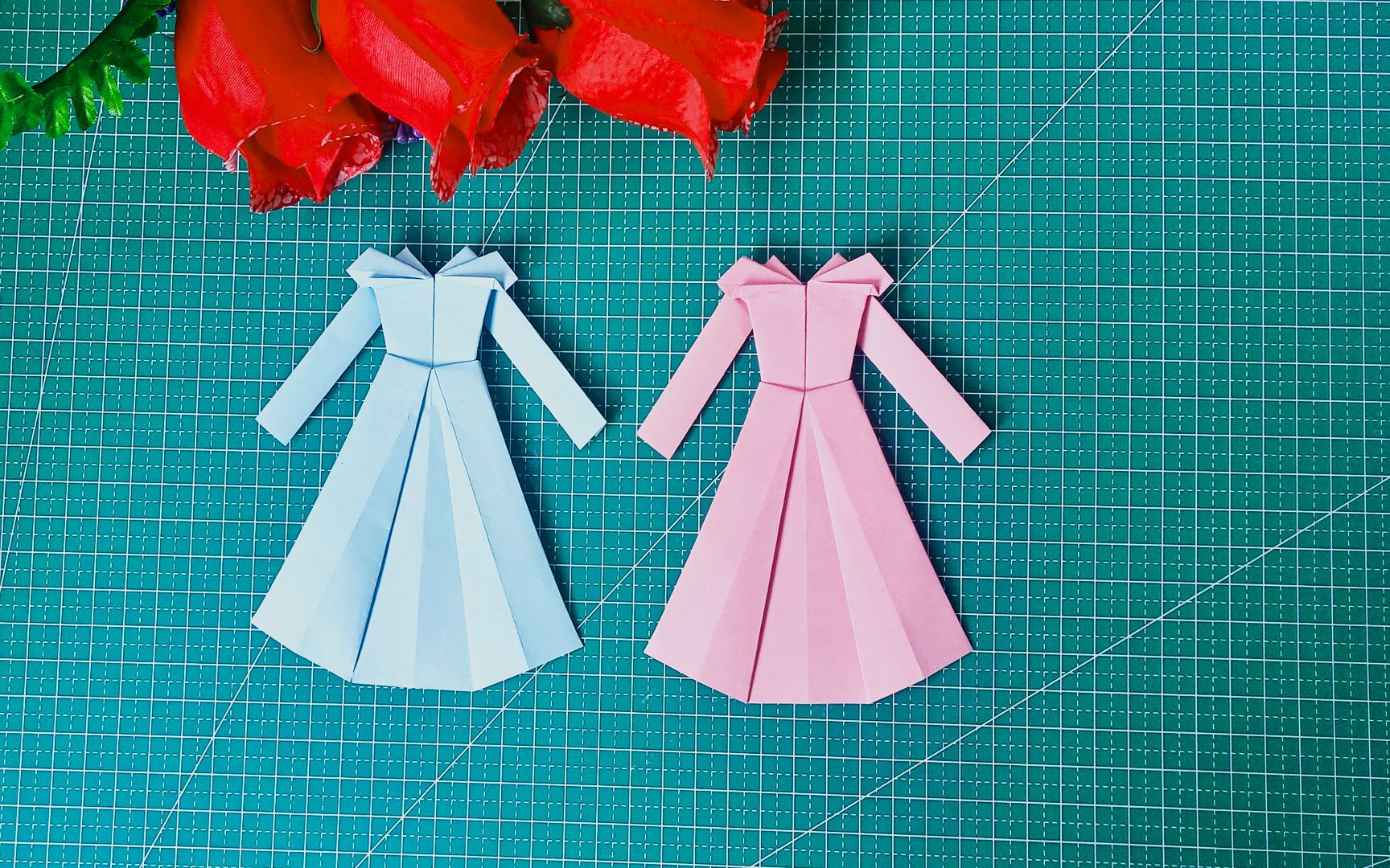 漂亮的连衣裙折纸 简单又好看的公主裙手工折纸教程 来一起折纸吧