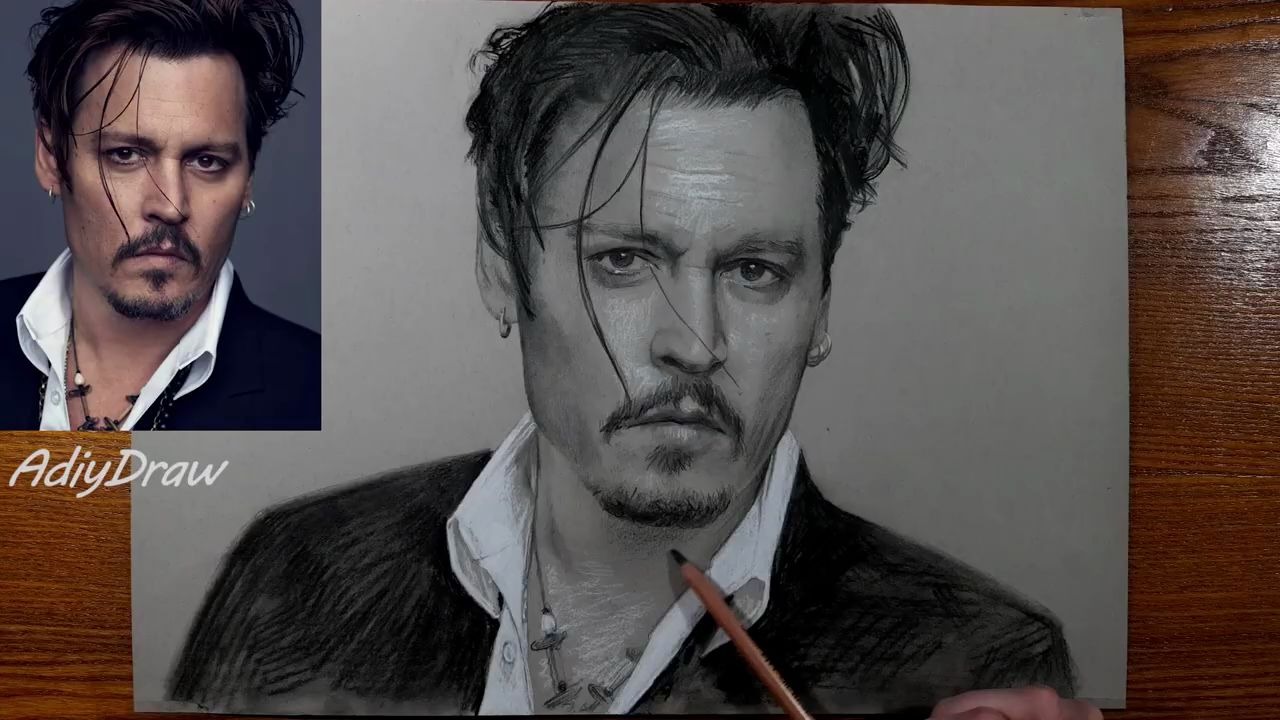 【素描】德普johnny depp speed drawing portrait_哔哩哔哩_bilibili