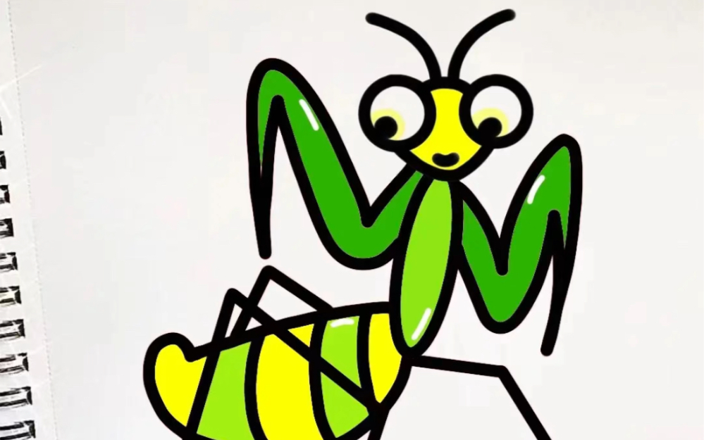螳螂简笔画教程来啦～教你4步画出简单又可爱的螳螂