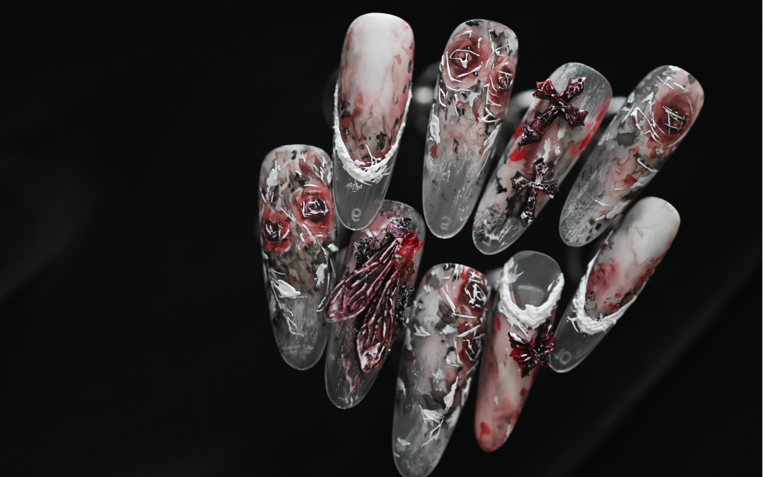 06玫瑰 | 暗黑丧仙风 哥特美甲