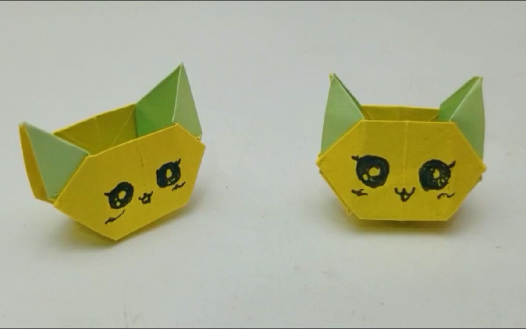 小猫储物盒折纸,简单折纸,折纸diy手工