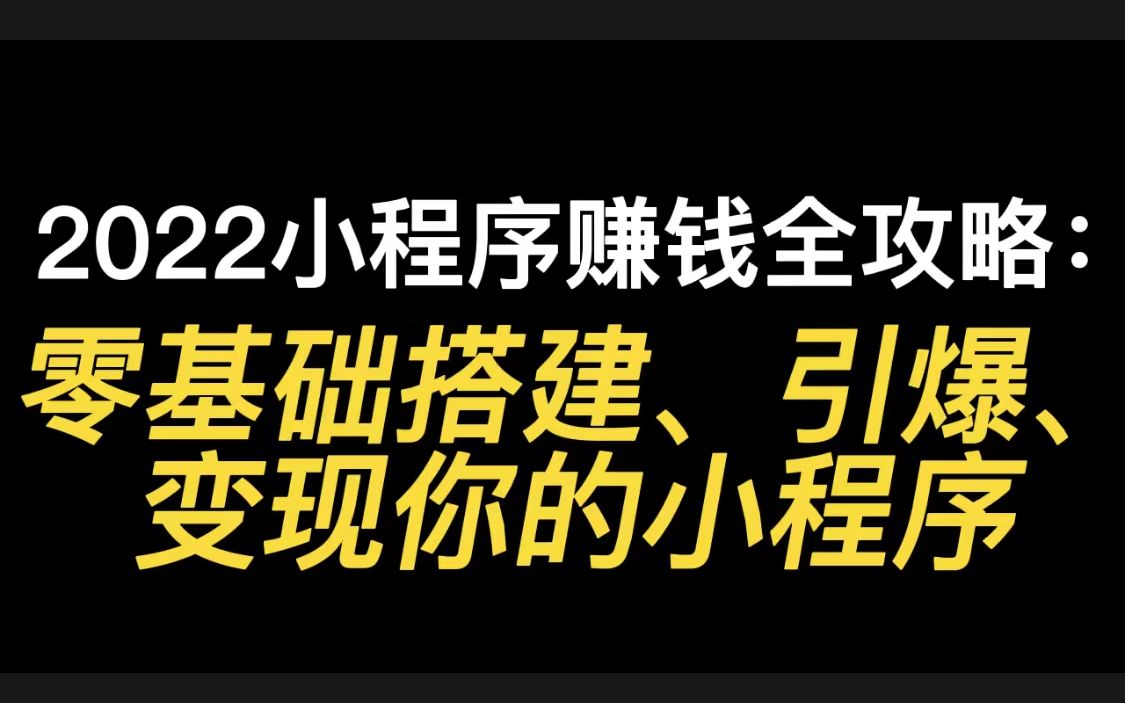 小程序赚钱全攻略:零基础搭建、引爆、变现你的小程序哔哩哔哩bilibili