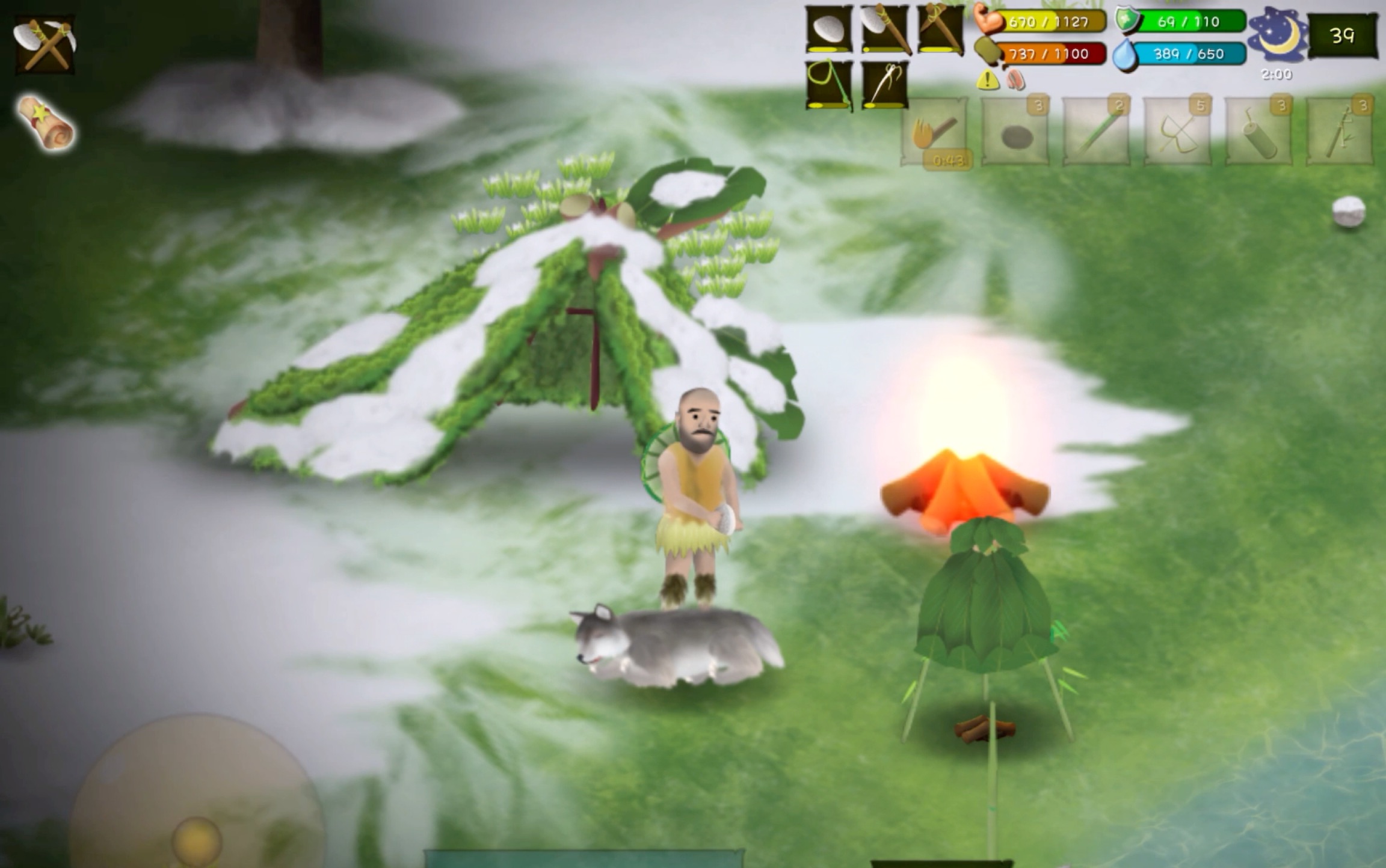 挨饿荒野:雪山的狼比较凶狠,需要至少五箭