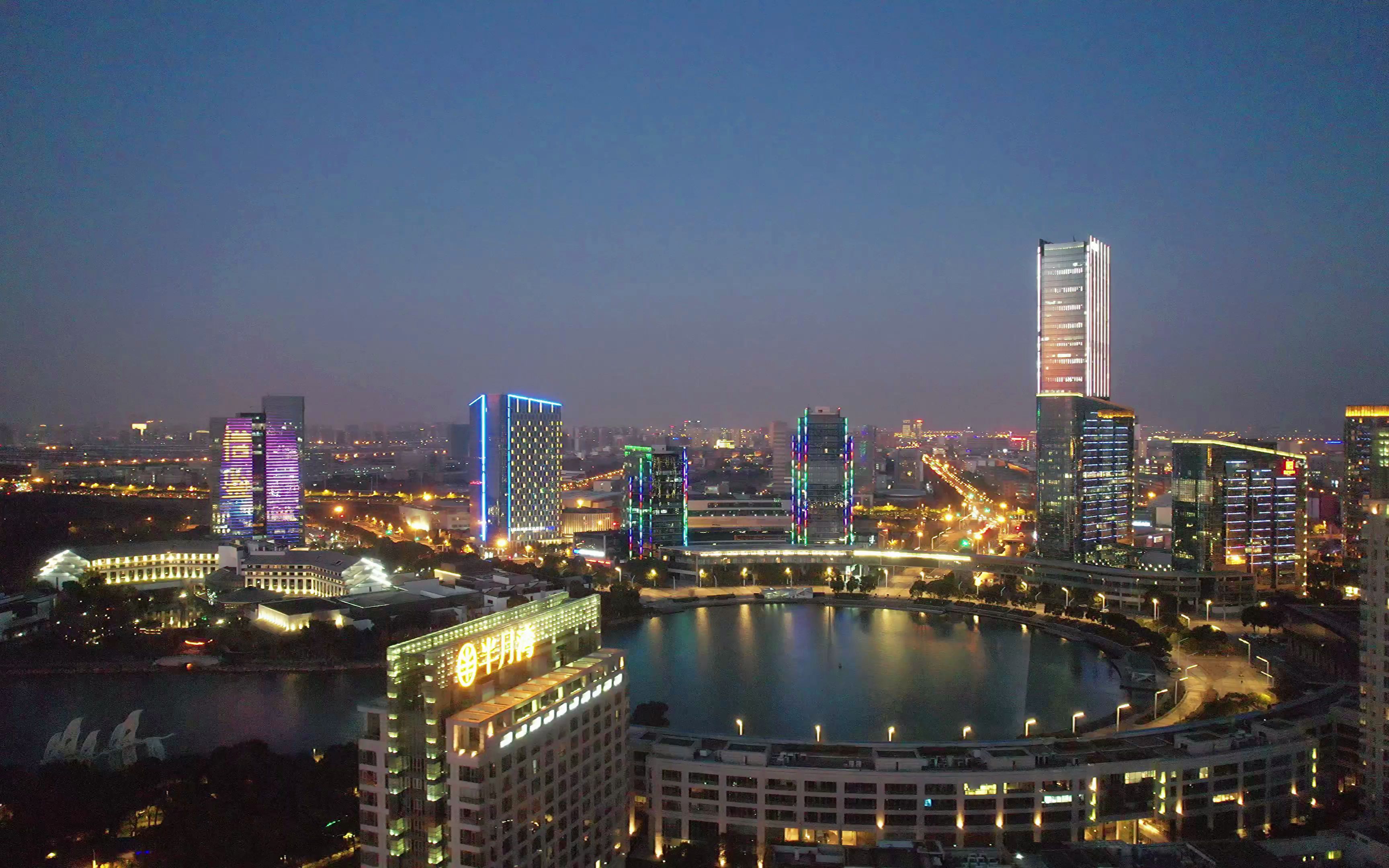 苏州独墅湖的夜景2022