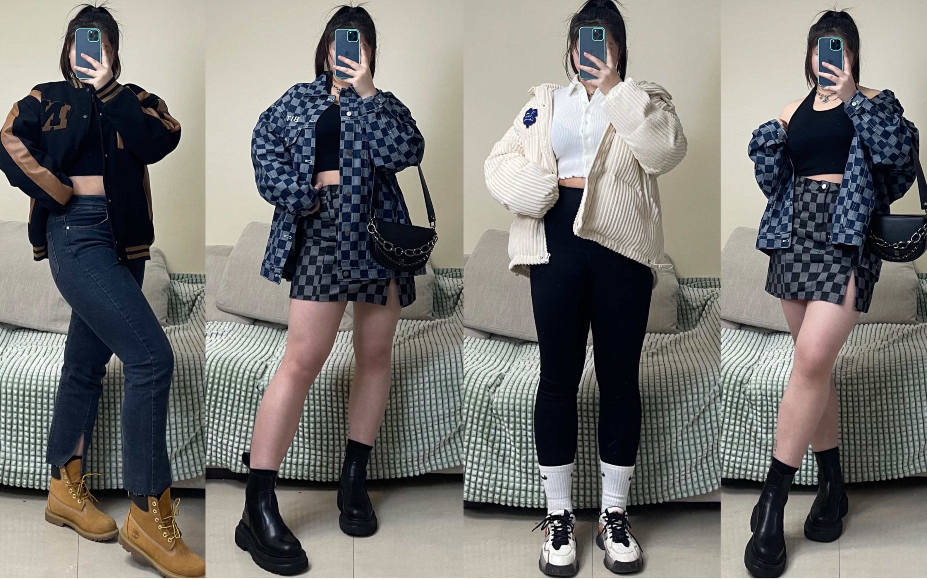 167/140斤微胖梨形身材美式复古辣妹穿搭