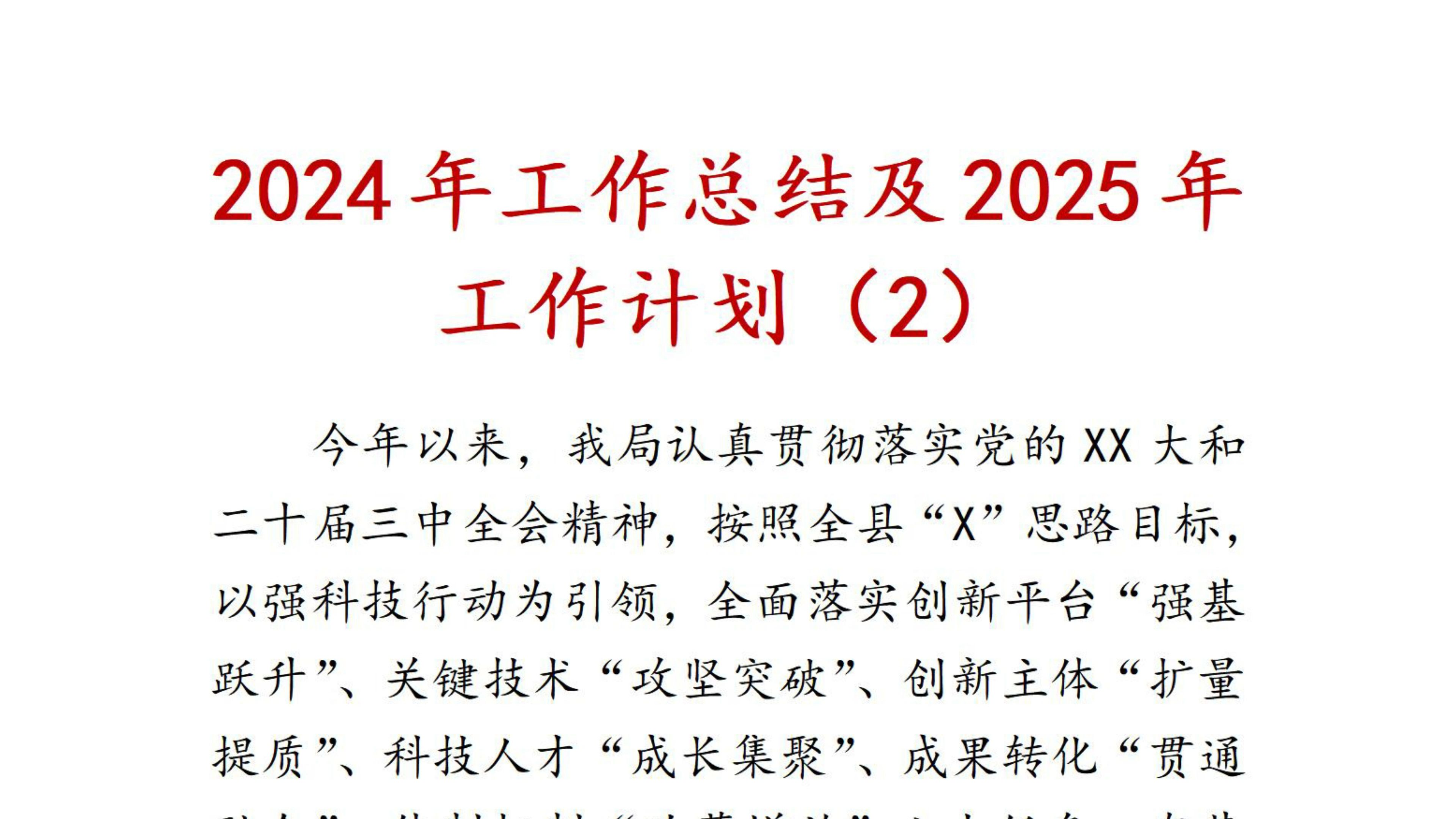 2024年工作总结及2025年工作计划(2)