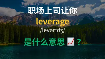 职场上司让你 leverage 📈 是什么意思？