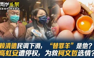 Descargar video: 赖清德民调下滑，“替罪羊”是他？高虹安遭停权，为救柯文哲选情？